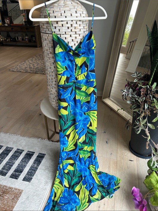 Runaway The Label Dresses & Skirts - Vibrant Blue Floral Slip Dress - Bold Tropical Print